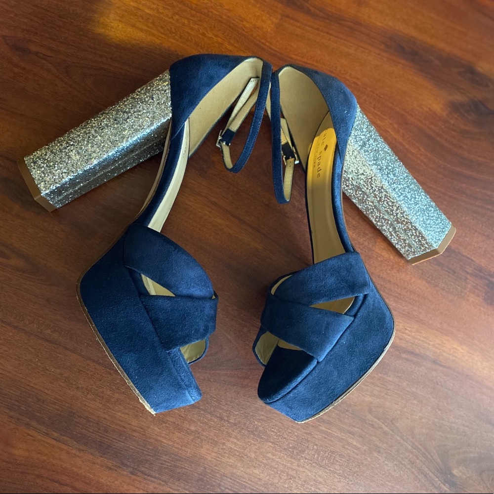 Kate spade glitter suede heels size 9